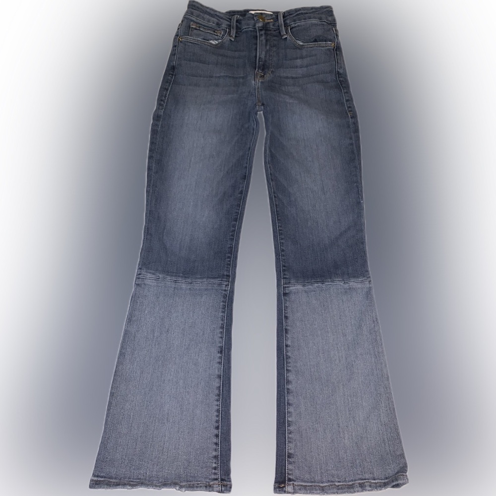 Frame Denim Le Crop Mini Boot Cut Color Block Patchwork Cropped Jeans 25 Kick